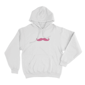 Pink Mustache Hoodie White 1