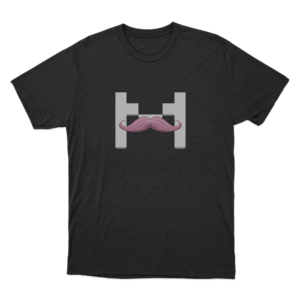 White M Mustache T Shirt Black