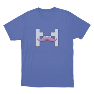 White M Mustache T Shirt Blue